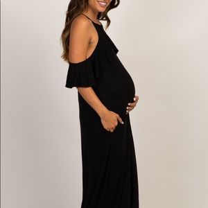 Pinkblush Maternity Ruffle Trim Open Shoulder Maxi